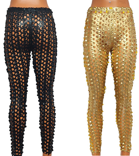 Leggins treggings netz glanz - leggins,
